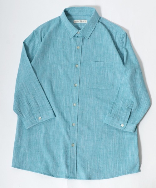 【TURQUOISE】リネンライク スラブ レギュラーカラー 7分袖シャツ-吸水速乾・通気性-<A DAY IN THE LIFE> シャツ スラブ リネンライク 7分袖レギュラーカラーシャツ メンズ