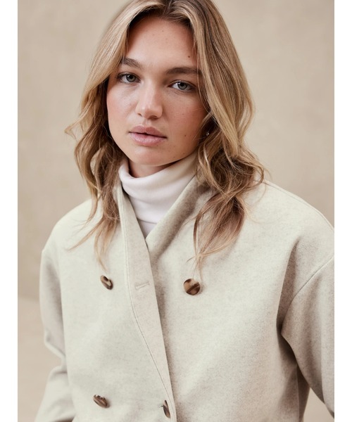 「BANANA REPUBLIC FACTORY STORE」 ノーカラーコート S ベージュ レディース_画像4