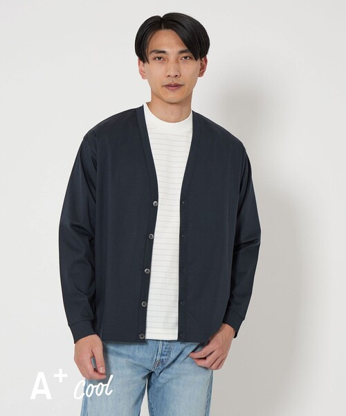 green label relaxing カーディガン A+ COOL スムース Vネック