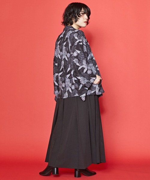 2026春夏新作　カヤ　花墨長羽織　ロングカーディガン　着物風　和風　和柄　真紅 2026春夏新作 カヤ 花墨長羽織 ロングカーディガン 着物風 和風 和柄