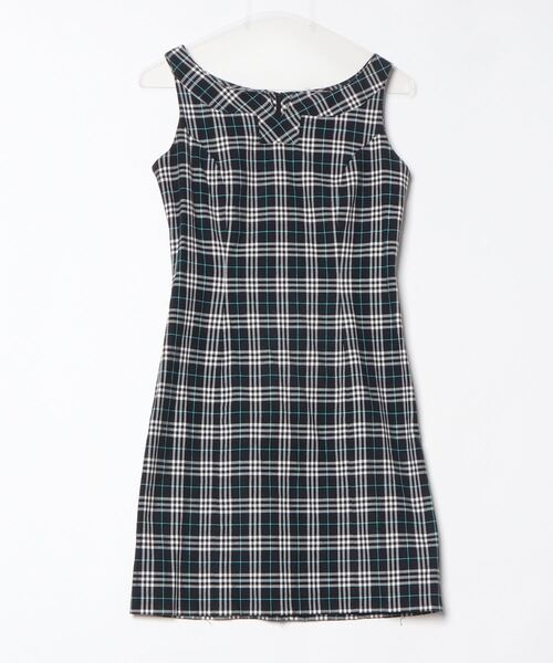 BURBERRYBLUELABELワンピース リボン シャドーチェック 黒 BURBERRYBLUELABELワンピース リボン シャドーチェック 黒 S