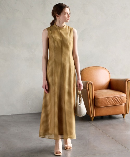 AIMER（エメ） ドレス シアーチェックレースプチハイネック