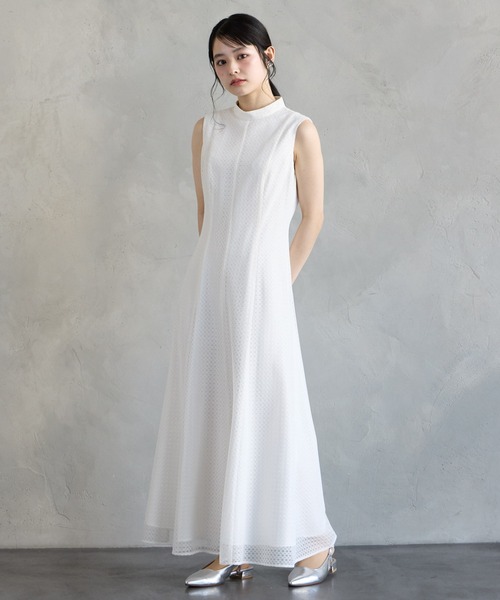 AIMER（エメ） ドレス シアーチェックレースプチハイネック