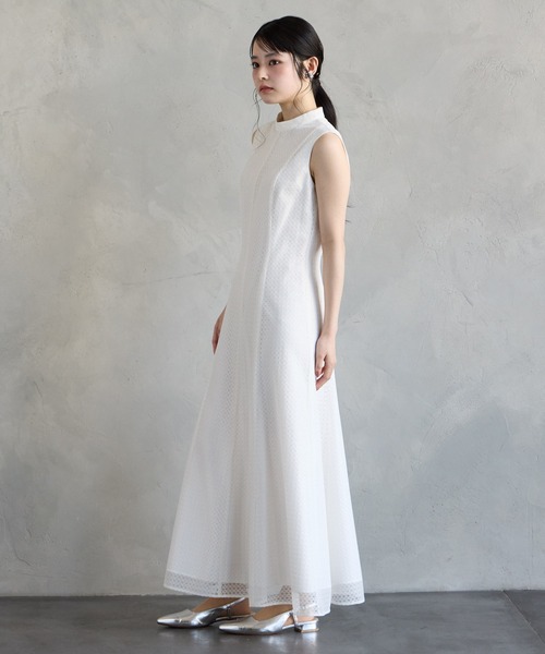 AIMER（エメ） ドレス シアーチェックレースプチハイネック