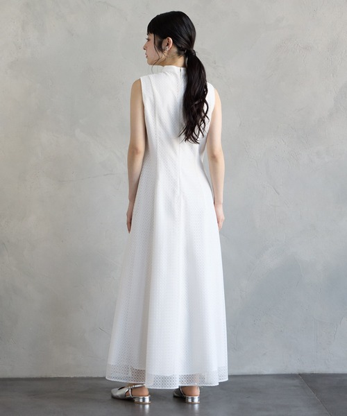 AIMER パーティードレス　ノースリーブ　ロング AIMER（エメ） パーティードレス ドレス シアーチェックレースプチ
