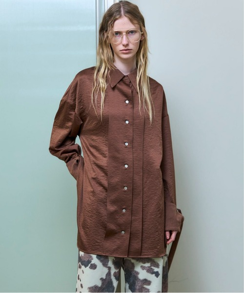 ブラウス シャツ 「25AW PRE-ORDER」2way Satin Oversized Shirt/2WAYサテンオーバーシャツ「MAISON S