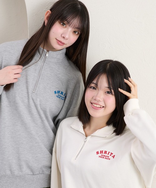 shrita（シュリータ） トレーナー ハーフジップチュニックプルオーバー