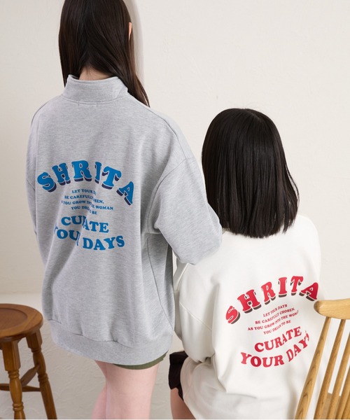 shrita（シュリータ） トレーナー ハーフジップチュニックプルオーバー