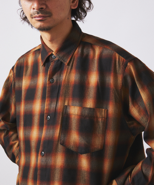 JOURNAL STANDARD relume シャツ フランネル オンブレ チェック メンズ