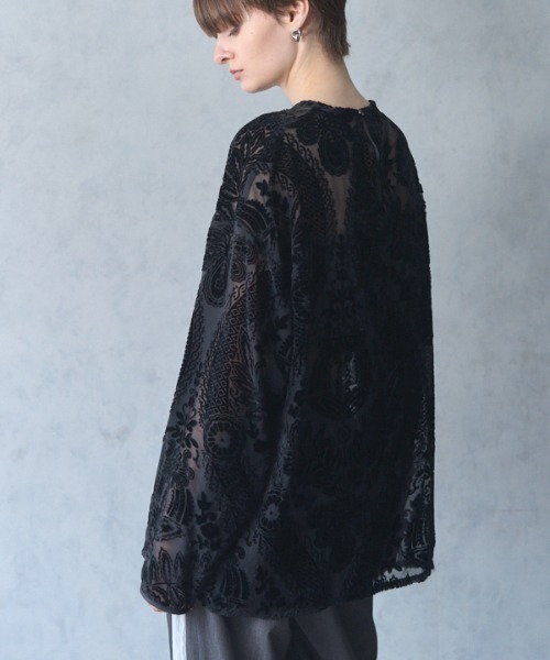 Muel Chic（ミュエルシック） tシャツ Leaf sheer blouse リーフシア
