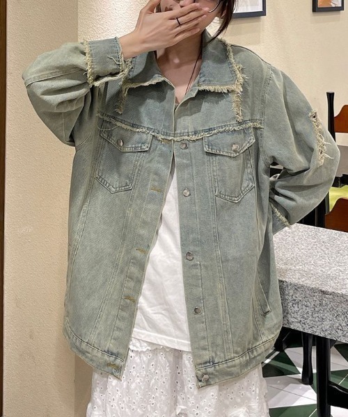 gossip!ロサンゼルス デニムジャケット gジャン フリンジデザイン