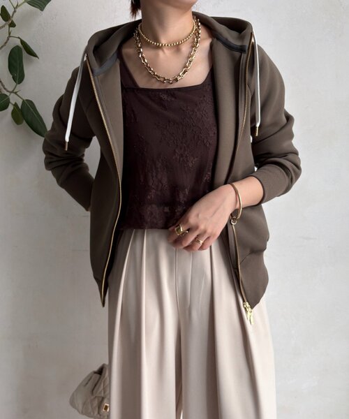 DouDou（ドゥドゥ） パーカー プラムダンボールジップフーディー