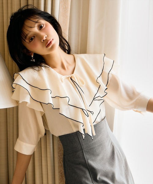 AND COUTURE（アンドクチュール） ブラウス シャツ ラッフルハーフ