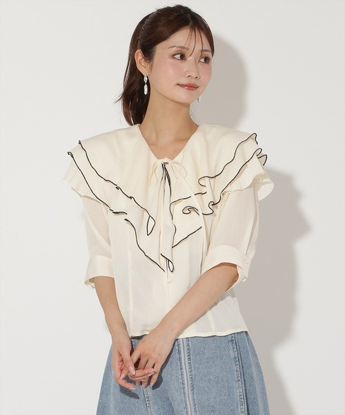 AND COUTURE（アンドクチュール） ブラウス シャツ 夏 ラッフルハーフ 