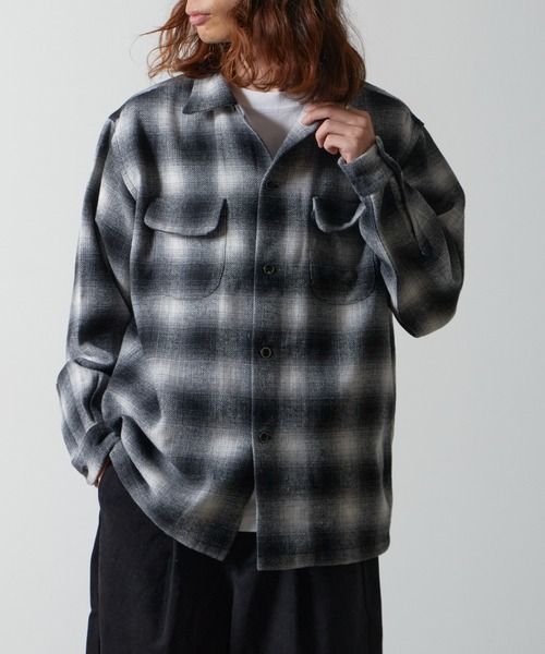 TOWNCRAFT（タウンクラフト） シャツ WOOL CHECK LOOP COLLAR SHIRTS