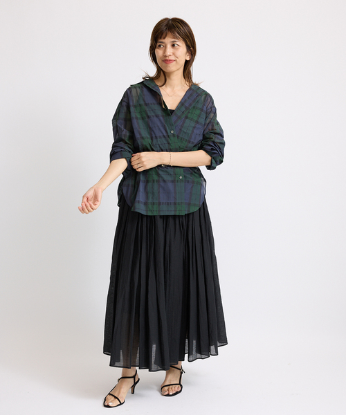 IENA（イエナ） ブラウス シャツ シアーブラックウォッチシャツ