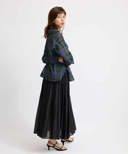 IENA（イエナ） ブラウス シャツ シアーブラックウォッチシャツ