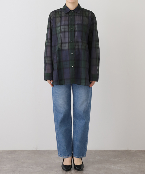 IENA（イエナ） ブラウス シャツ シアーブラックウォッチシャツ