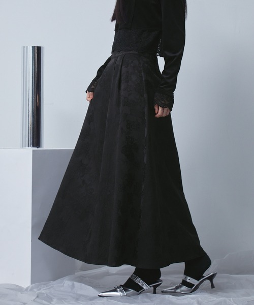ELUNIS スカート ジャカードタックフレアスカート : ZOZOTOWN Yahoo!店