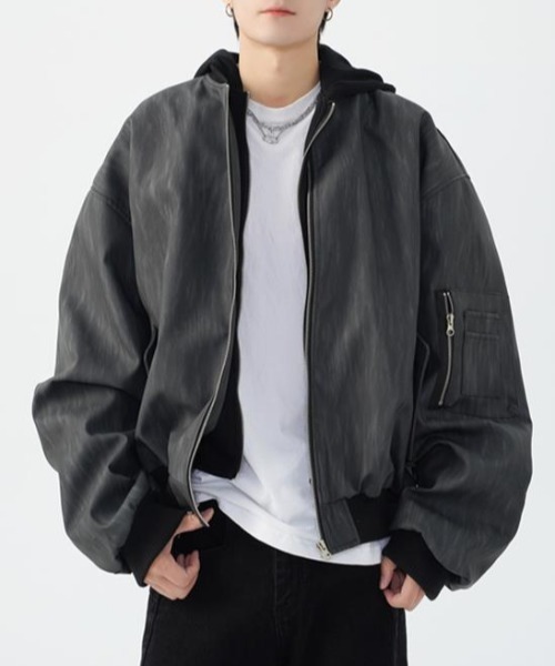 link lot ma1 ma-1 「25年秋冬新作」フェイクレイヤードダブルジップ