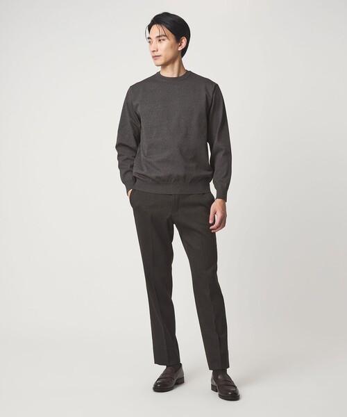 レーベルアンダーコンストラクション クルーネックウールニットセーター クルーネックセーター《マスタード》 (634008-51) | A | 紳士服