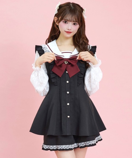 【最終値下げ】シークレットハニー レース&フリル襟セットアップ セーラー Secret Honey（シークレットハニー） セットアップ レースセーラー襟