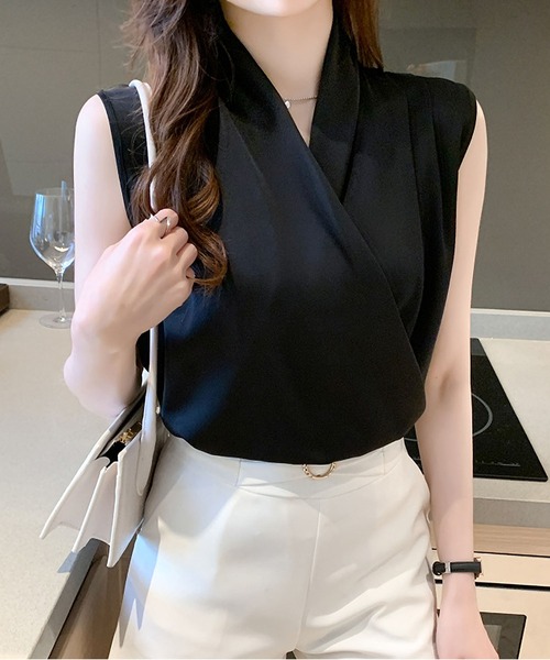 「BLANC FICELLE」 ノースリーブブラウス L ブラック レディース_画像9