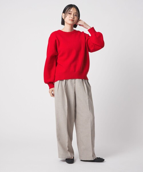 エーピーストゥディオ　エブリデイアイライク　クラシッククルーネックセーター　赤 エーピーストゥディオ エブリデイアイライク クラシッククルーネック