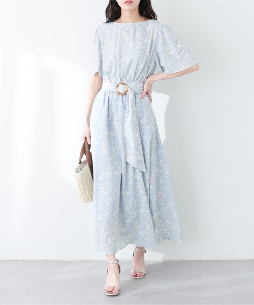 「natural couture」 半袖ワンピース FREE ブルー レディース_画像3