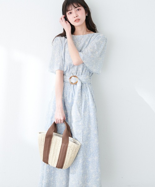 「natural couture」 半袖ワンピース FREE ブルー レディース_画像5