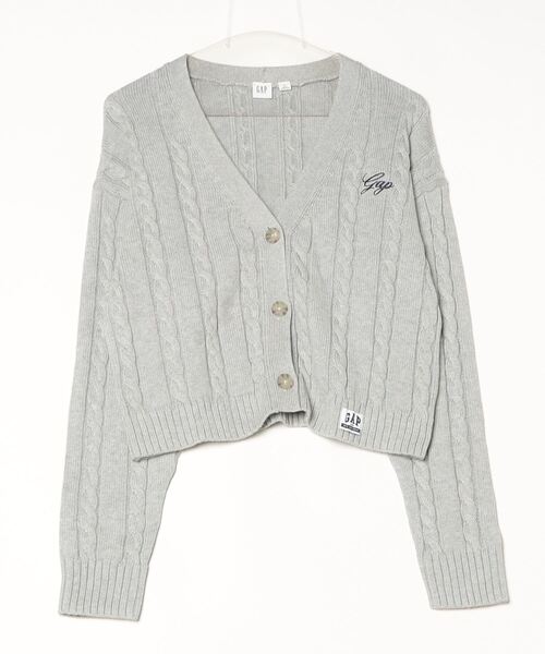 GAP（ギャップ） カーディガン ボクシー ケーブルニット GAPロゴ