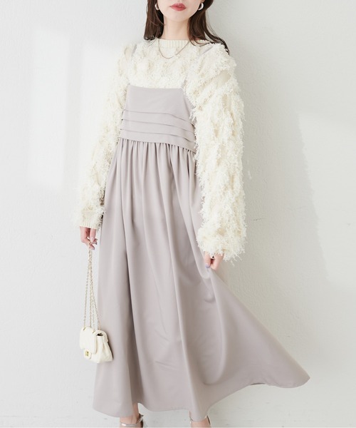 「natural couture」 キャミソールワンピース MEDIUM チャコールグレー レディース_画像3