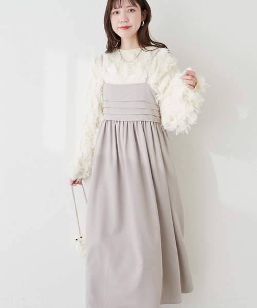 「natural couture」 キャミソールワンピース MEDIUM チャコールグレー レディース_画像4