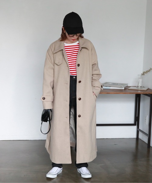 「feepur」 ステンカラーコート SMALL ブラック レディース_画像6