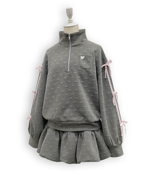 【ジュンアンドロペ】新品タグ付 セットアップ ハーフジップ スカート M Honey Cinnamon（ハニーシナモン） セットアップ ハートJQハーフジップ