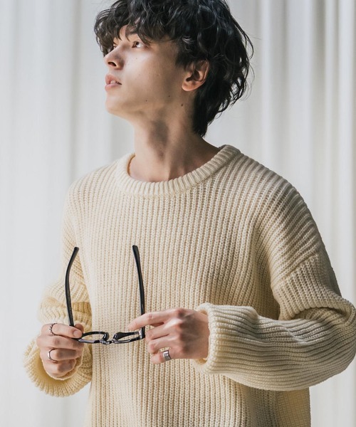 「Rocky Monroe」 長袖ニット M ブルーグリーン メンズ_画像8