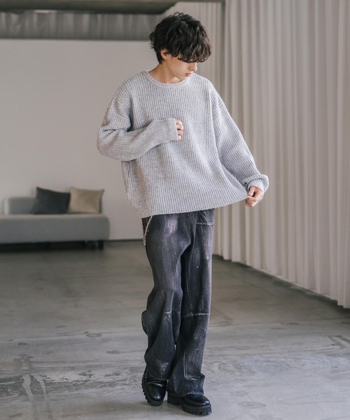 「Rocky Monroe」 長袖ニット M ブルーグリーン メンズ_画像9