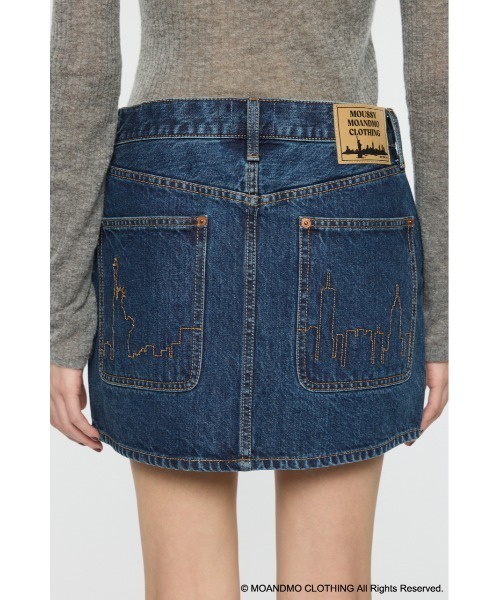 MOUSSY（マウジー） デニムスカート MOANDMO EMBROIDERY ミニスカート