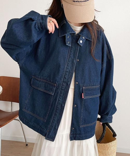 「Java」 デニムジャケット LARGE インディゴブルー レディース_画像8