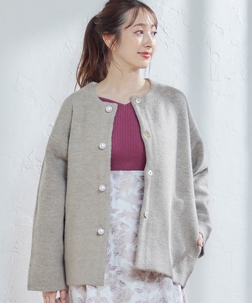 「12Twelve Agenda」 ニットカーディガン M アイボリー レディース_画像5