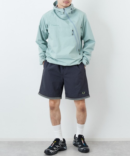 パンツ 「FRED PERRY/フレッドペリー」 別注 ツインティップライン ワンポイントロゴ刺繍 スイムショートパンツ レディース メンズの画像