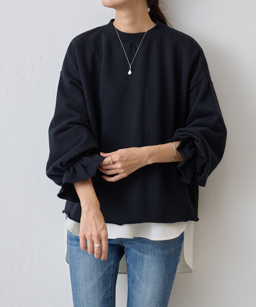 【美品】BEARDSLEY ビアズリー カットソー　へリボーン　チュニック BEARDSLEY（ビアズリー） 長袖カットソー FREE ブラック レディース