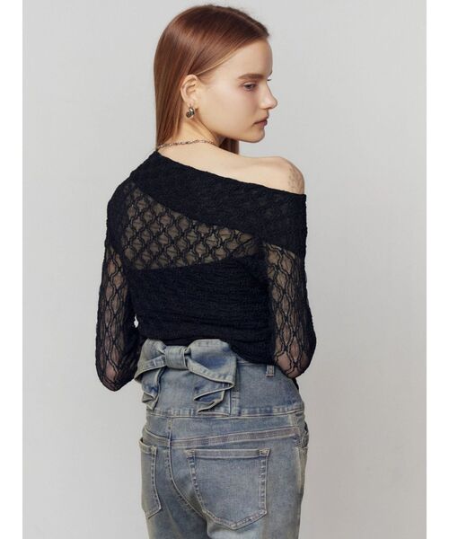 ジーンズ デニム デニムパンツ バックリボンフレアハイウエストパギンス レディースの画像