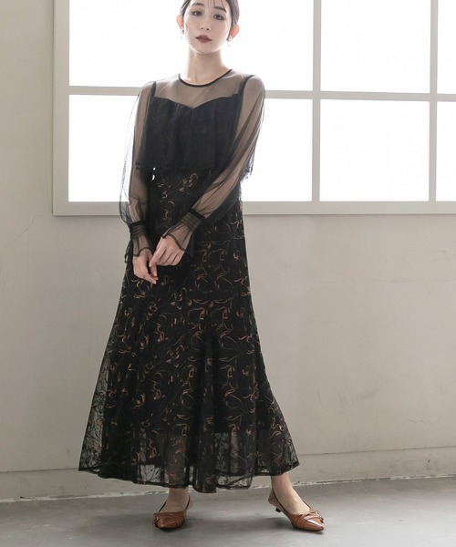 birei ドレス エンブロイダリーチュールコンビドレス : ZOZOTOWN Yahoo