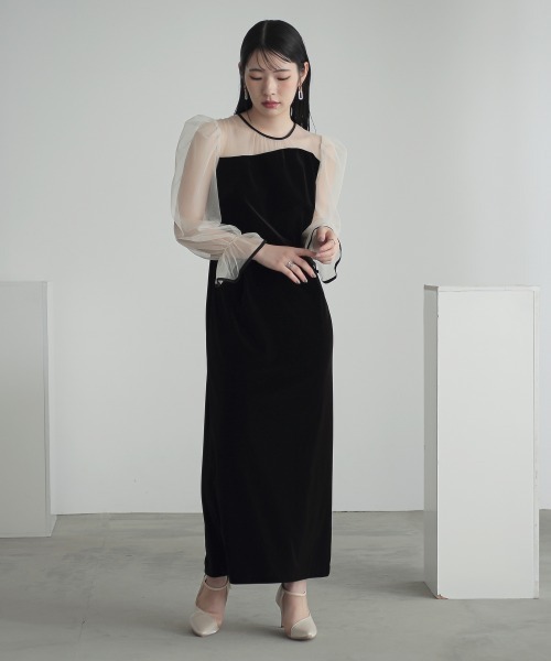 「Callarus」 長袖ワンピース LL ブルーグレー レディース_画像2