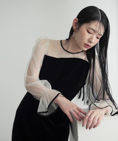 「Callarus」 長袖ワンピース LL ブルーグレー レディース_画像8