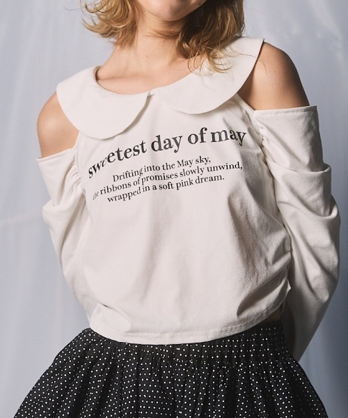 lilLilly（リルリリー） tシャツ ロゴショルダーカットトップス