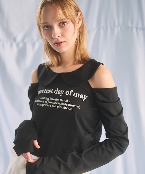 トップス lil lilLilly（リルリリー） tシャツ ロゴショルダーカットトップス