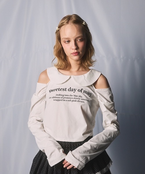 lilLilly（リルリリー） tシャツ ロゴショルダーカットトップス