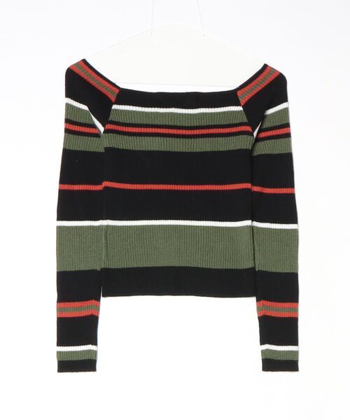 「FIG&VIPER」 ボーダー柄長袖ニット - グリーン レディース_画像2